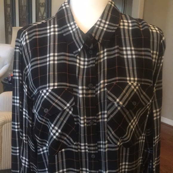 Sanctuary Plaid Buttondown 100% Rayon Top NWOT - Picture 4 of 15